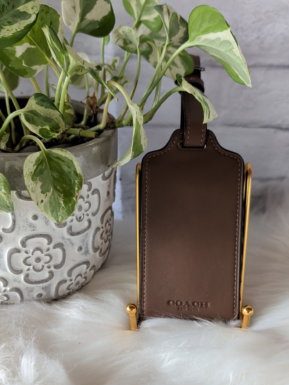 Coach Brown Leather Luggage Tag